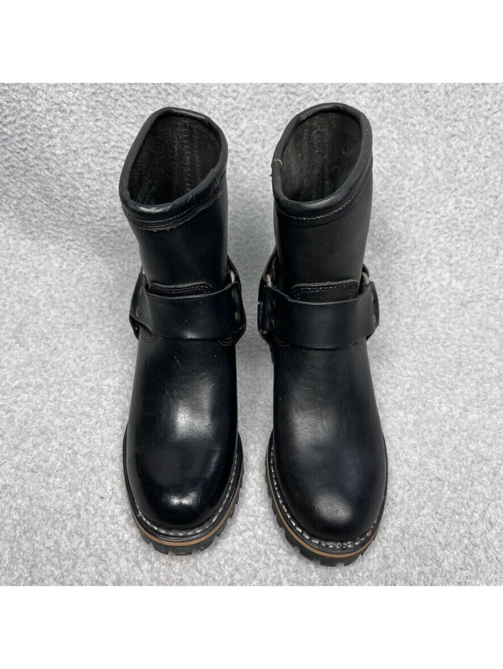 Durango RD5260 Black Leather Harness Moto Boots 5 M Biker Lug Sole Ankle Booties - Picture 3 of 6